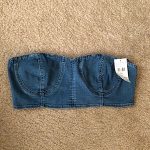 FASHIONNOVA BANDEAU DENIM TOP